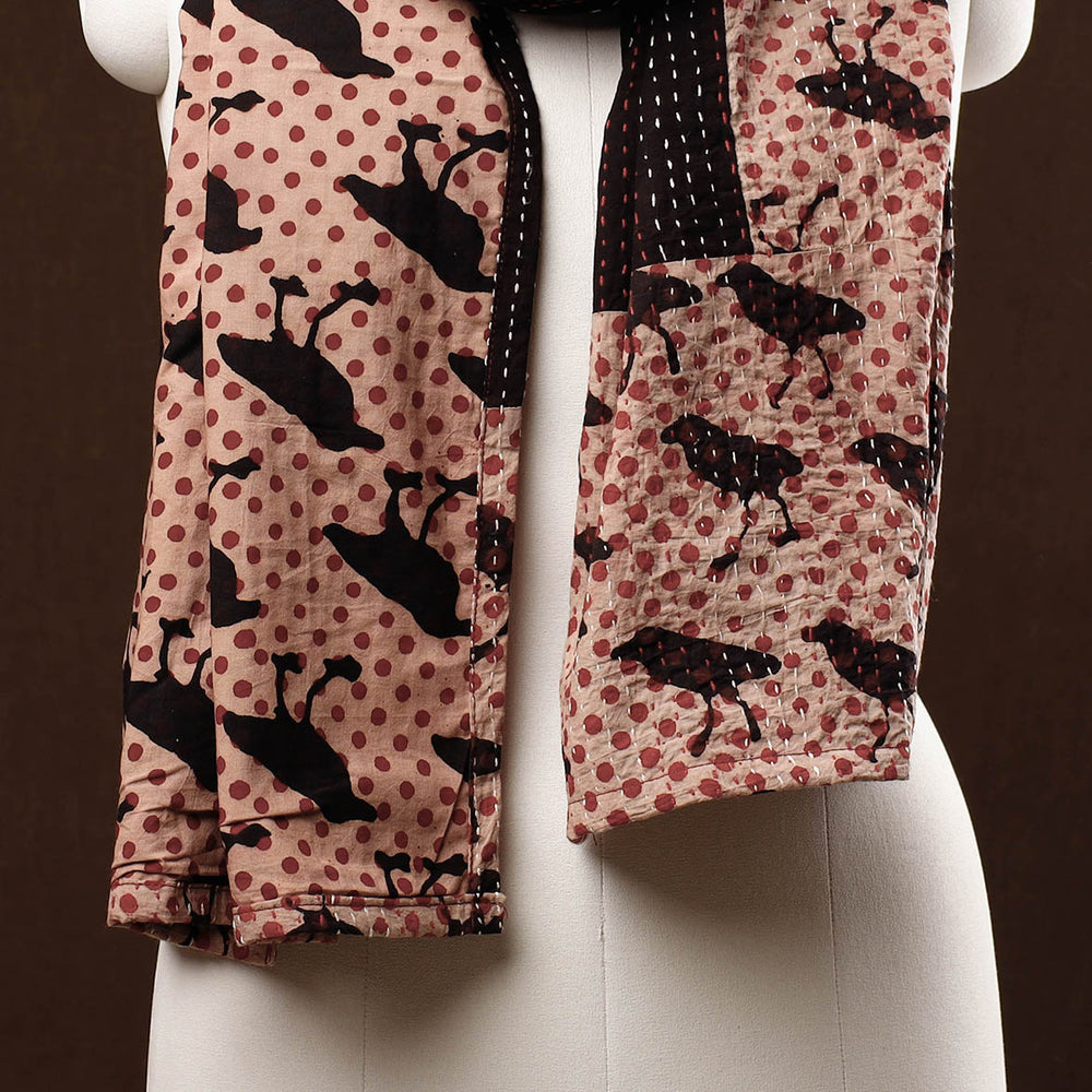 Black - Patchwork Reversible Block Printed Tagai Cotton Stole