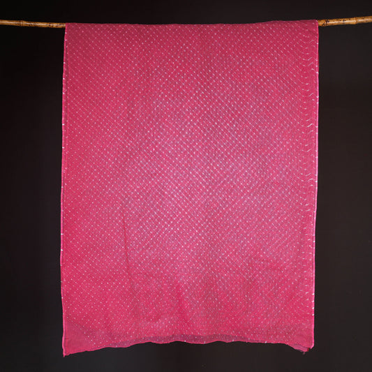Pink - Leheriya Tie-Dye Kota Doria Cotton Saree 02