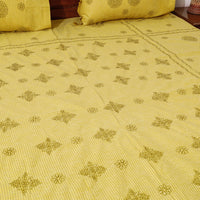 chikankari double bed cover set