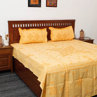 chikankari double bed cover set