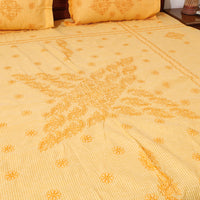 chikankari double bed cover set