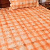 chikankari double bed cover set