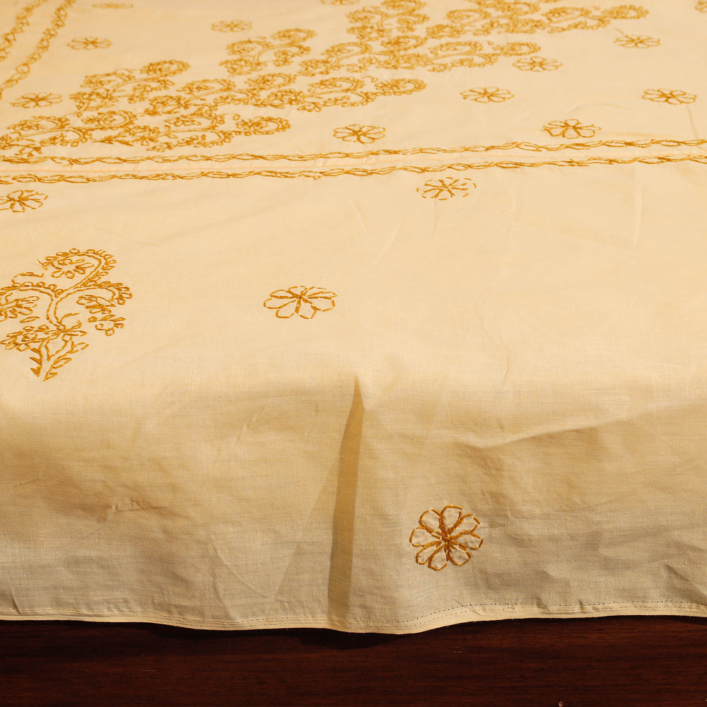 chikankari double bed cover set