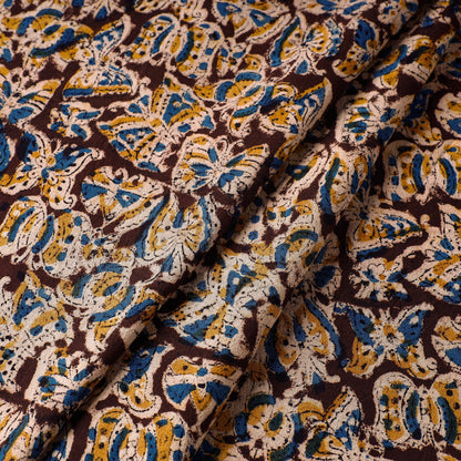 Brown - Kalamkari Block Printed Cotton Washed Fabric