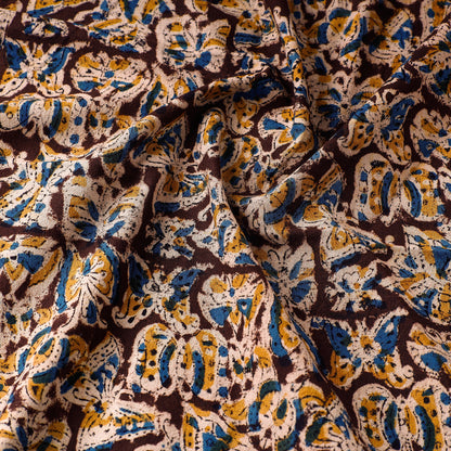 Brown - Kalamkari Block Printed Cotton Washed Fabric