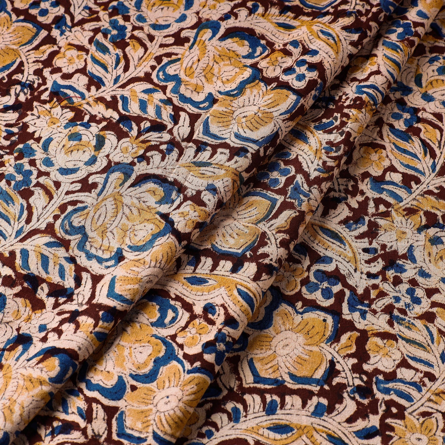 Maroon - Kalamkari Block Printed Cotton Washed Fabric