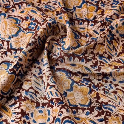 Maroon - Kalamkari Block Printed Cotton Washed Fabric