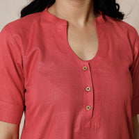 Rayon Dark Pink - Linen Viscose Plain Long Straight Kurta