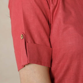  Rayon Dark Pink Linen Viscose Plain Long Kurta 