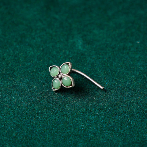  Antique Silver Finish Oxidised Brass Base Stone Work Juda Pin 