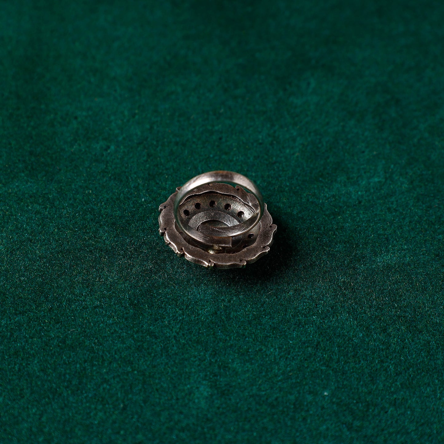 Antique Silver Finish Oxidised Brass Base Ring (Adjustable)