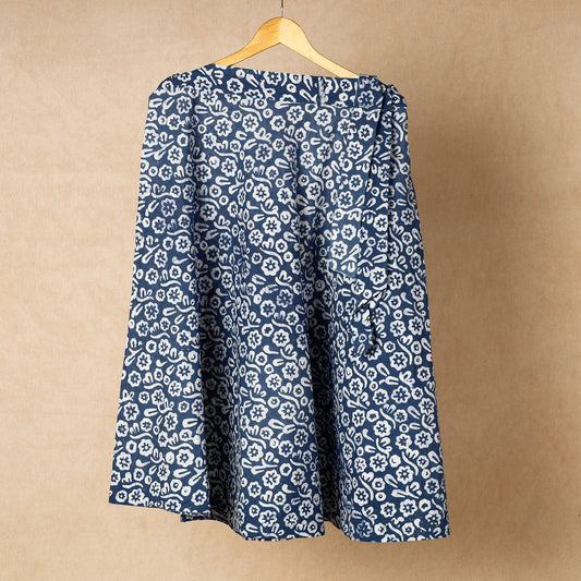 Blue - Hand Batik Printing Cotton Wrap Around Skirt