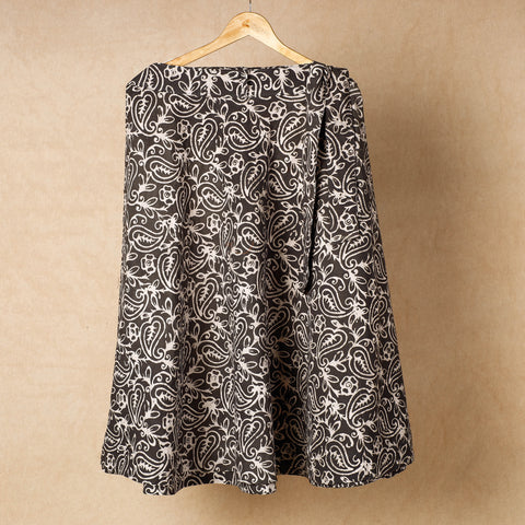 Brown Hand Batik Printing Cotton Wrap Around Skirt 