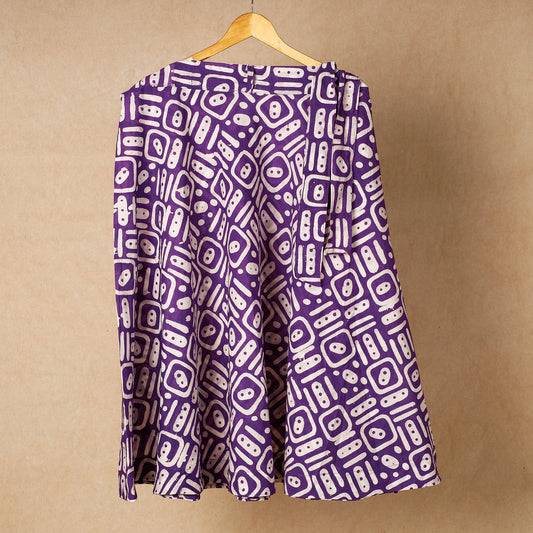 Purple - Hand Batik Printing Cotton Wrap Around Skirt