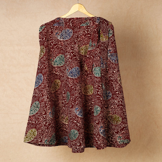 Maroon - Hand Batik Printing Cotton Wrap Around Skirt