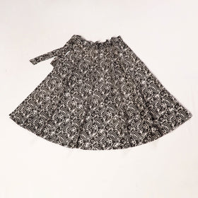 Brown Hand Batik Printing Cotton Wrap Around Skirt 