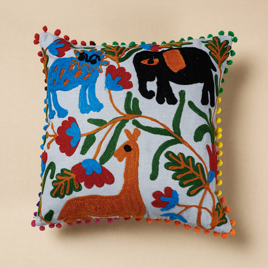 Multicolor - Suzani Embroidery Cotton Cushion Cover (16 x 16 in)