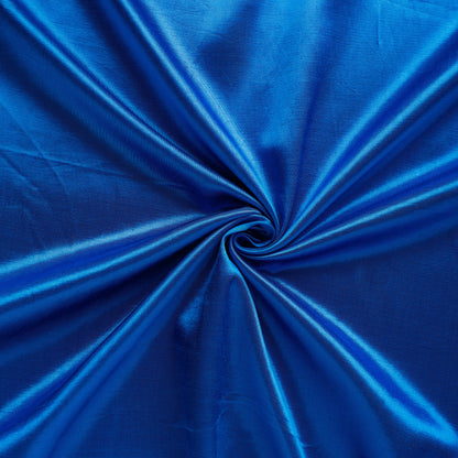 Blue - Pure Mashru Silk Plain Fabric (Width - 46 in)