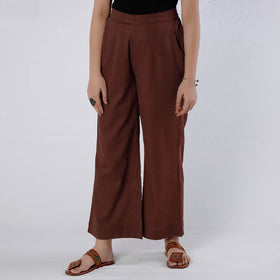 Brown running stitch cotton palazzo by itokri casuals