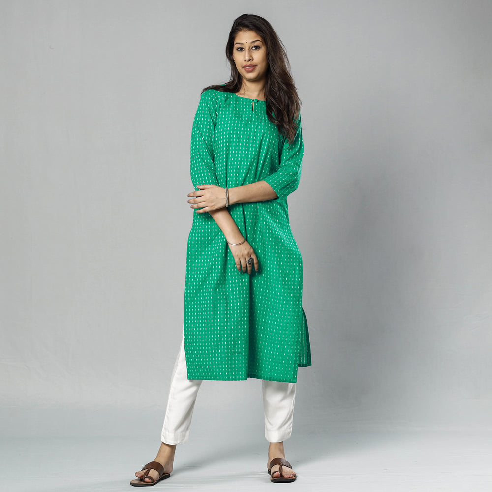 Jacquard Cotton Long Kurta