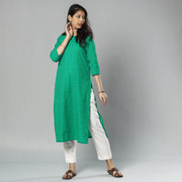 Aqua Green Jacquard Cotton Long Kurta