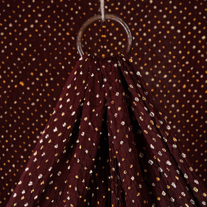 Chocolate Brown Kutch Bandhani Tie-Dye Modal Silk Fabric