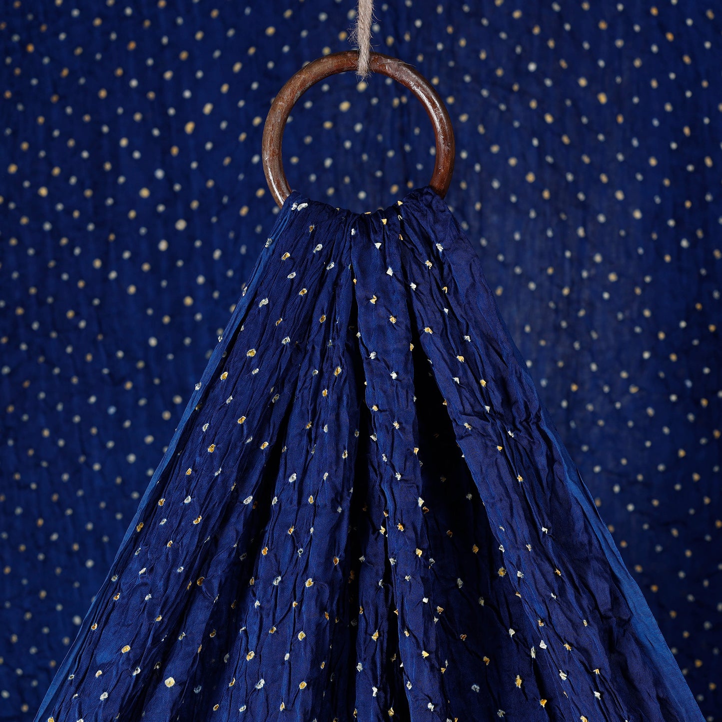 Opulent Royal Blue Kutch Bandhani Tie-Dye Modal Silk Fabric