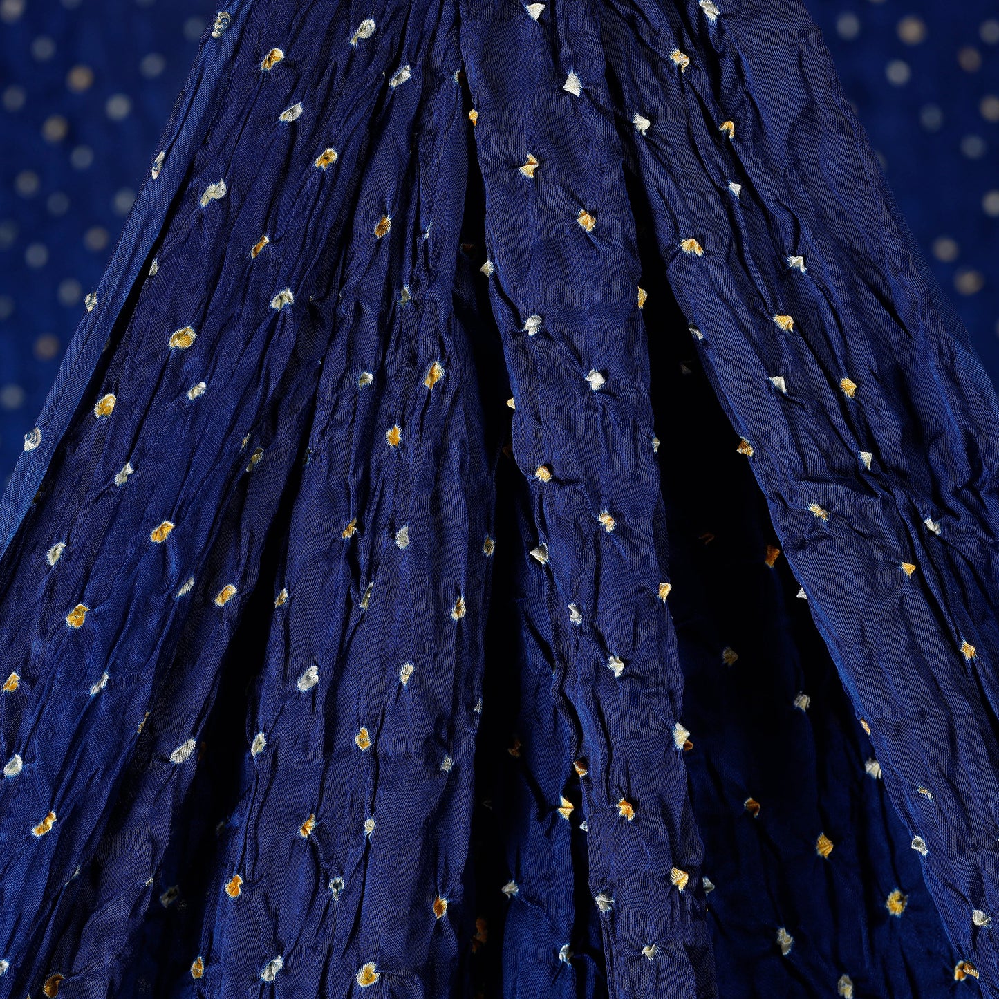 Opulent Royal Blue Kutch Bandhani Tie-Dye Modal Silk Fabric