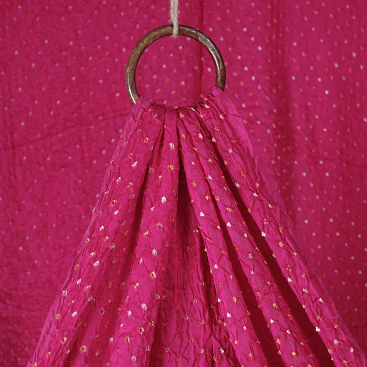 Pink - Kutch Bandhani Tie-Dye Modal Silk Fabric