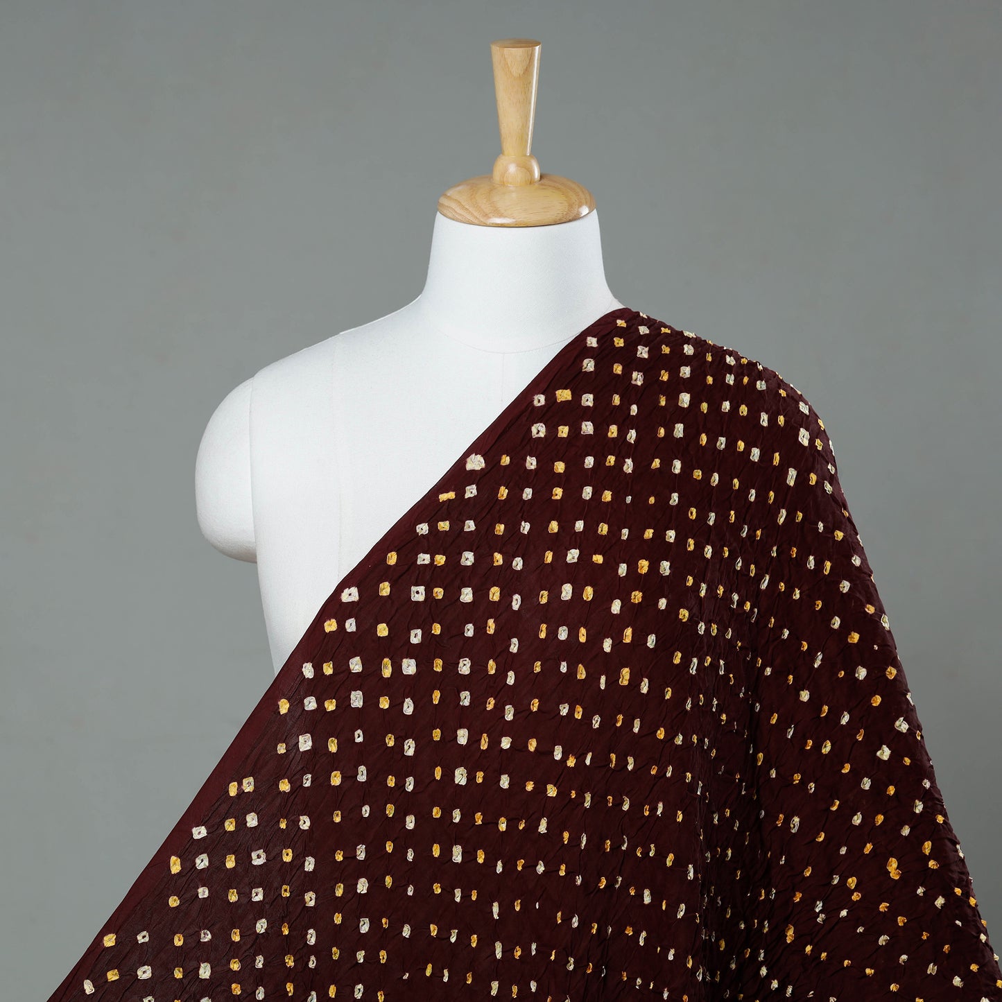 Chocolate Brown Kutch Bandhani Tie-Dye Modal Silk Fabric