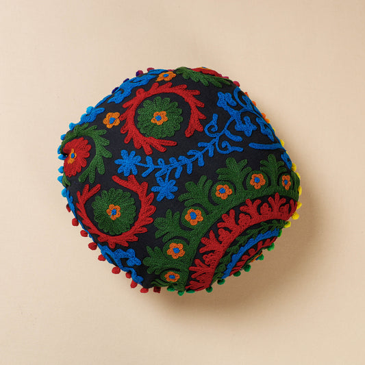 Green - Suzani Hand Embroidery Cotton Cushion Cover (16 x 16 in)