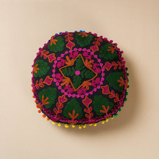 Green - Suzani Hand Embroidery Cotton Cushion Cover (16 x 16 in)