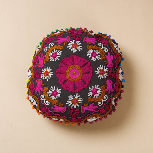 Pink - Suzani Hand Embroidery Cotton Cushion Cover (16 x 16 in)