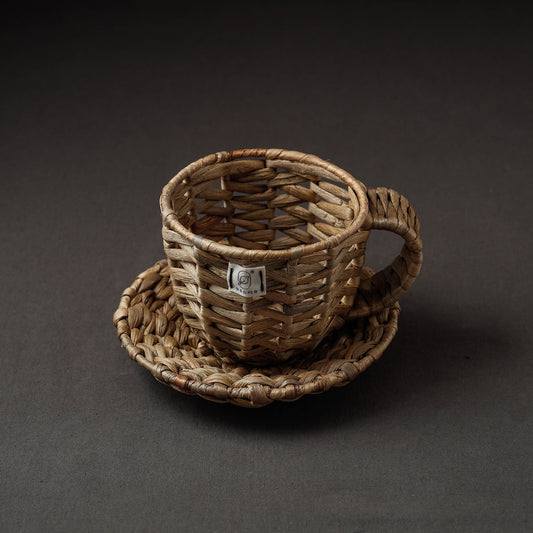 Handcrafted Organic Water Hyacinth Cup & Saucer Planter