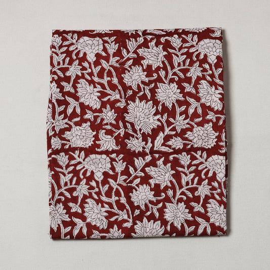 Maroon - Sanganeri Block Printed Cotton Precut Fabric