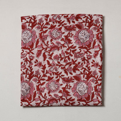 Pink - Sanganeri Block Printed Cotton Precut Fabric