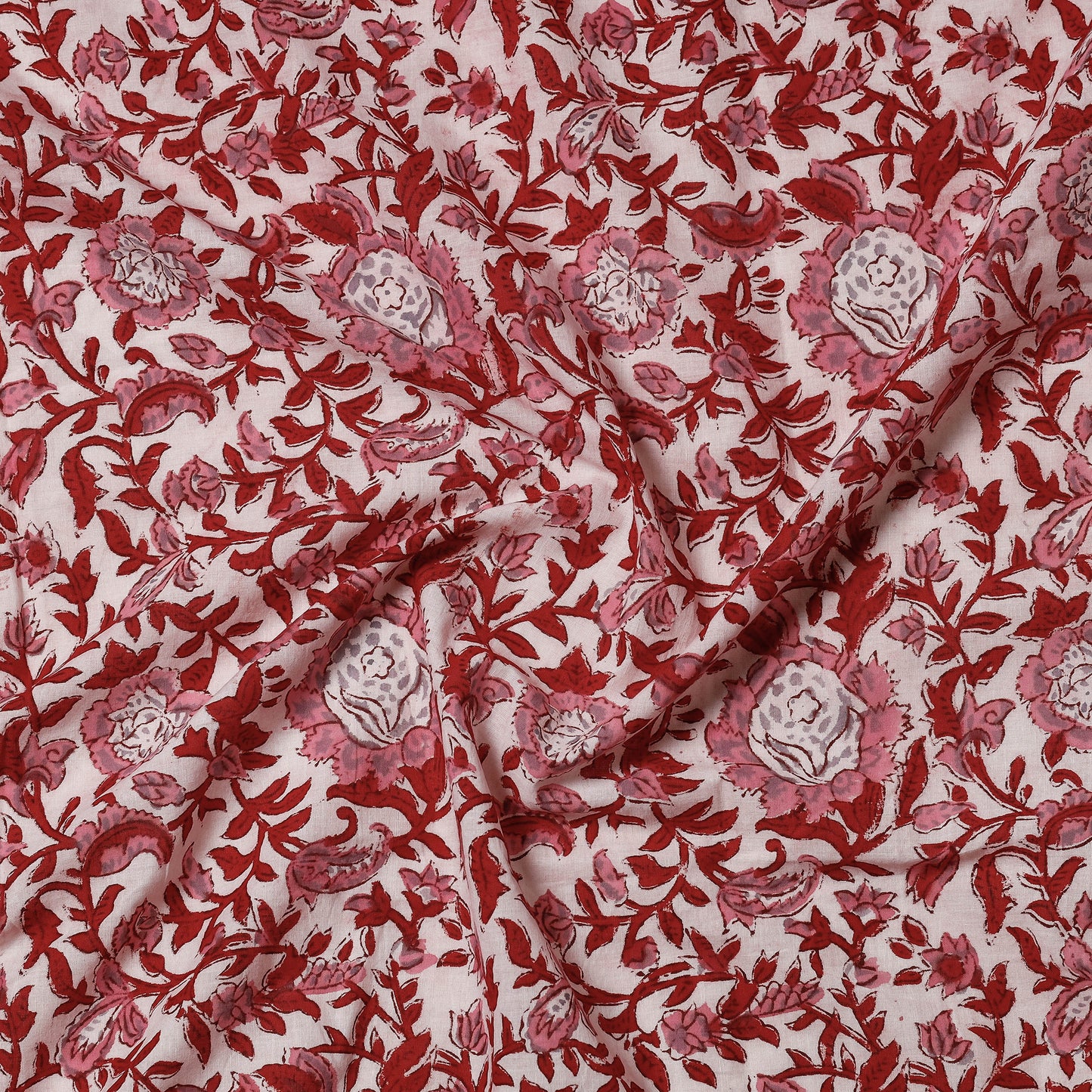 Pink - Sanganeri Block Printed Cotton Precut Fabric