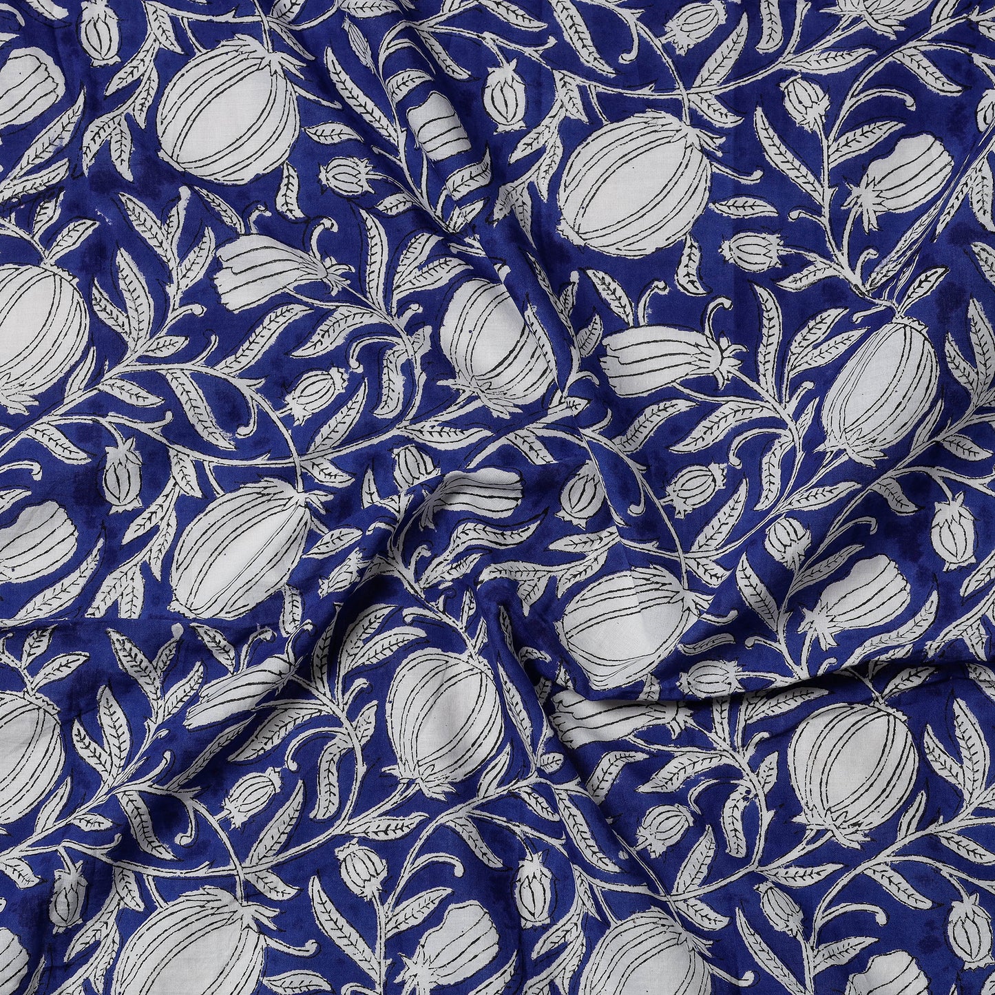 Blue - Sanganeri Block Printed Cotton Precut Fabric (0.7 meter)