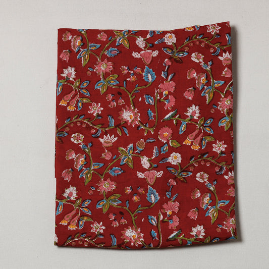 Red - Sanganeri Block Printed Cotton Precut Fabric (1.1 meter)