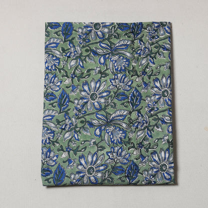 Green - Sanganeri Block Printed Cotton Precut Fabric (1.2 meter)
