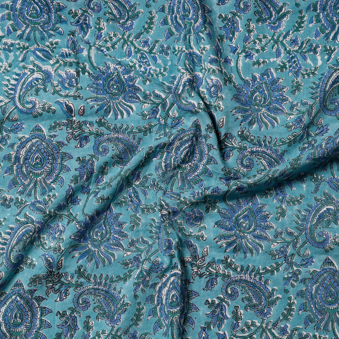 Green - Sanganeri Block Printed Cotton Precut Fabric (1.3 meter)