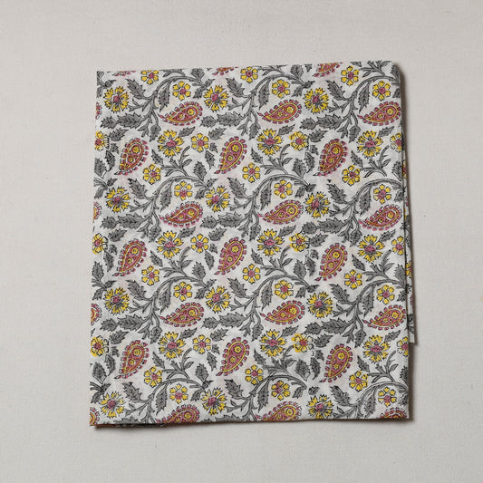 Multicolor - Sanganeri Block Printed Cotton Precut Fabric (0.9 meter)