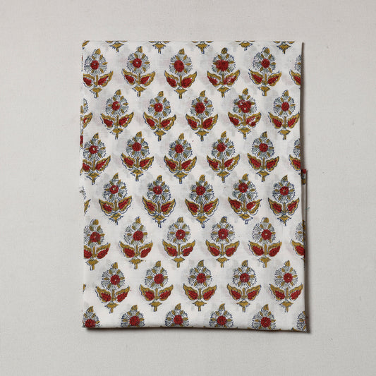 Multicolor - Sanganeri Block Printed Cotton Precut Fabric (0.7 meter)