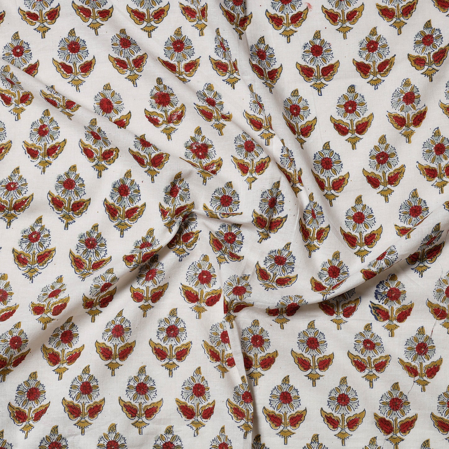 Multicolor - Sanganeri Block Printed Cotton Precut Fabric (0.7 meter)