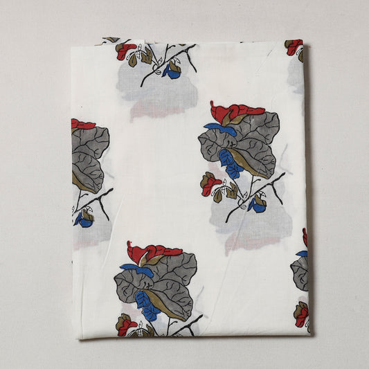 White - Sanganeri Block Printed Cotton Precut Fabric (1.3 meter)