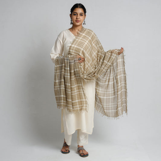 Brown - Phulia Bengal Handloom Cotton Dupatta