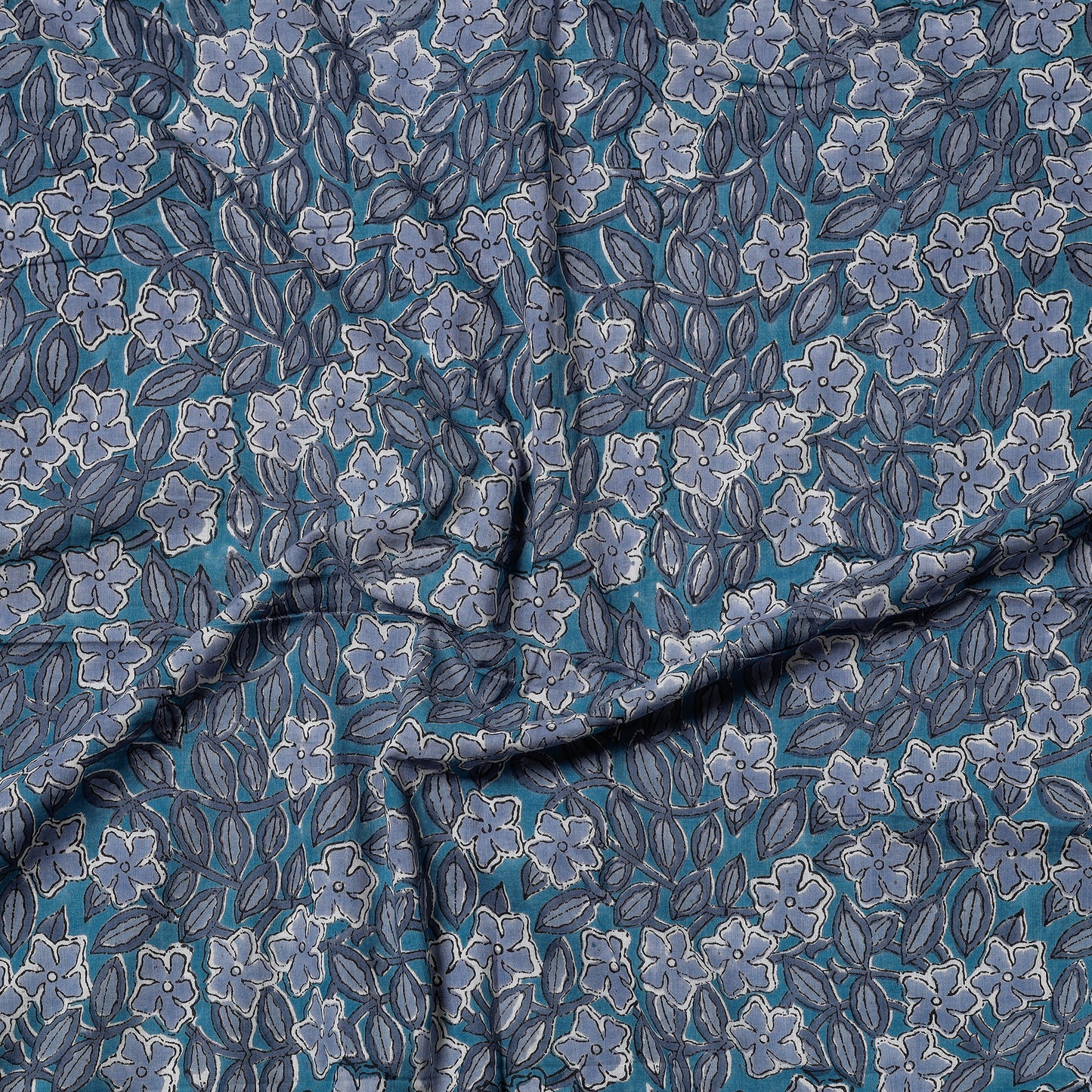Blue - Sanganeri Block Printed Cotton Precut Fabric