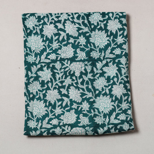 Green - Sanganeri Block Printed Cotton Precut Fabric (1.8 meter)
