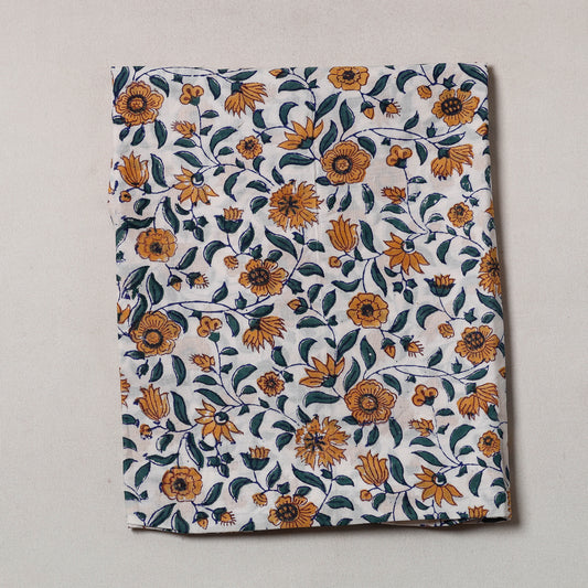 Multicolor - Sanganeri Block Printed Cotton Precut Fabric (0.9 meter)