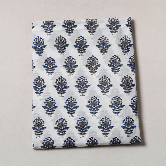 Multicolor - Sanganeri Block Printed Cotton Precut Fabric (1.9 meter)